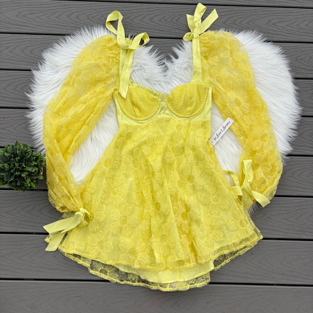 For Love and Lemons Kierstin Yellow Dress